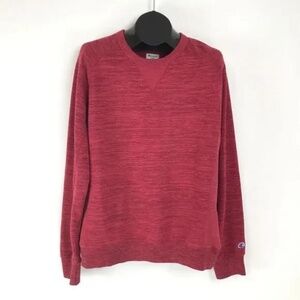 Champion French Terry Sweatshirt Men's Large Crewneck Red Heather Cotton Blend